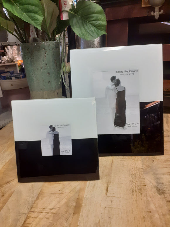 Black & White Glass Photo Frame - Multiple Sizes