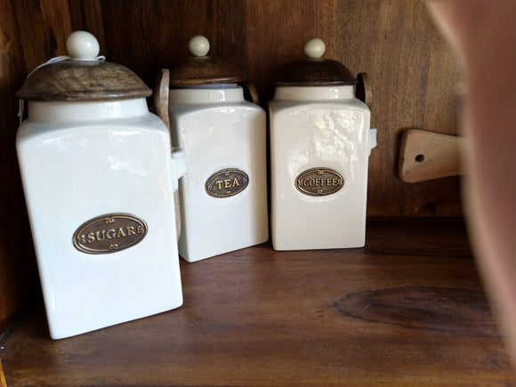 Stoneware Tea/Coffee/Sugar Set w/ Spoons โ Mundfords