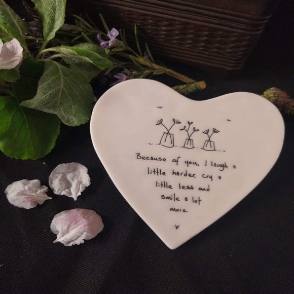 East Of India 'Because of you...' Porcelain Coaster