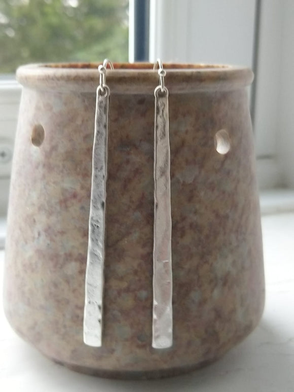 Totem Drop Earrings - Worn Silver