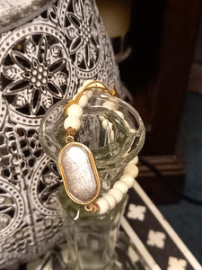 Nude Lava Bead Bracelet w/ Oval Detail