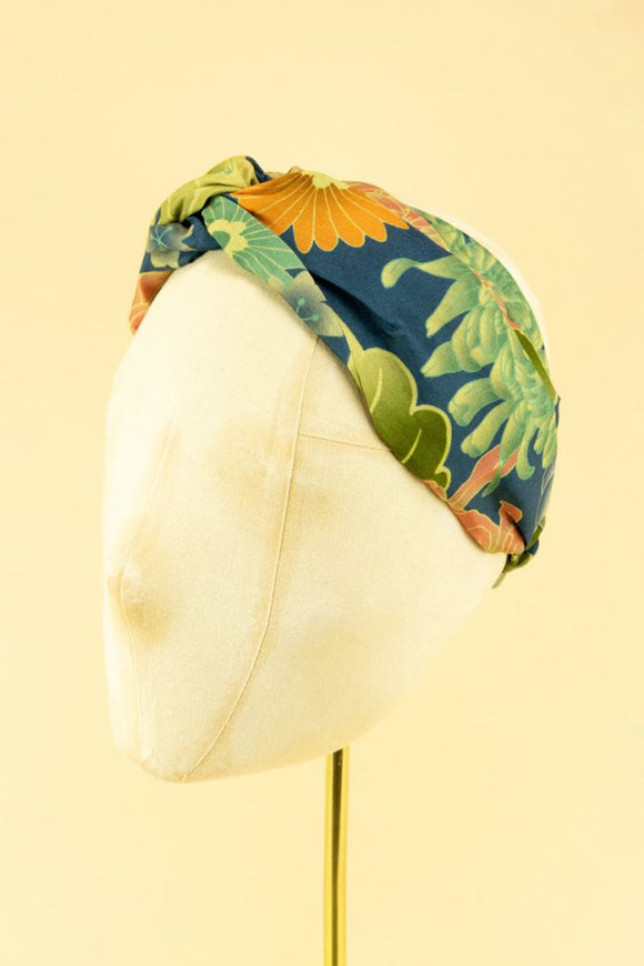Trailing Wisteria Elasticated Headband - Ink