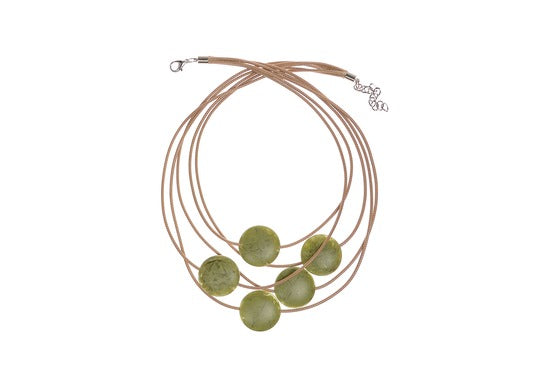 Line Caught Pill Bead Necklace - Matt Marble Apple