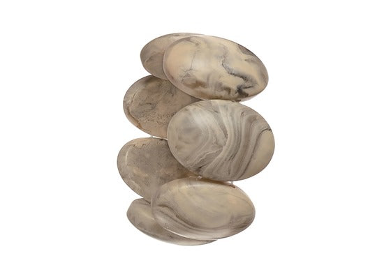 Matt Marble Camel Pill Bead Bracelet