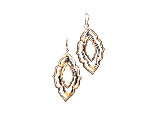 Moroccan Triptych Earrings - Gold/Tortoiseshell